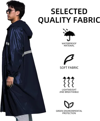 Miniatura 5 de Coralrain Impermeable largo con capucha de seguridad, impermeable, chaqueta de lluvia de emergencia, poncho para hombres, mujeres y adultos