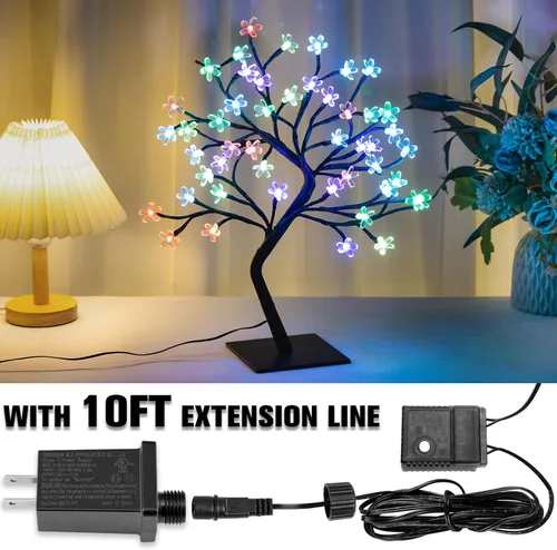 Miniatura 4 de BDUSXYZ Juego de 2 Árboles de Cerezo Iluminados - 48 LED, 16 Cambios de Color, 4 Modos, Árbol Bonsái Artificial Enchufable como Luces Nocturnas