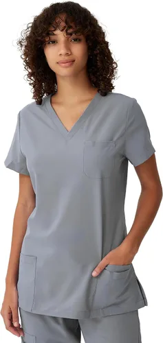 Miniatura 14 de floralhue Uniformes médicos para mujeres, blusas de uniforme médico suaves con cuello en V, uniforme médico elástico con 4 bolsillos, transpirable