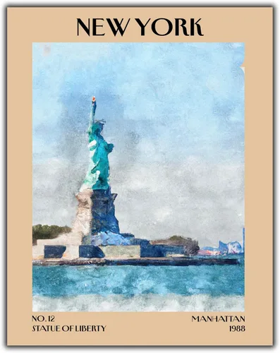 Miniatura 8 de K&L DESIGN CO. Impresión artística retro vintage de Nueva York, póster sin marco de 11 x 14 pulgadas, recuerdos de la ciudad de Nueva York, bonita