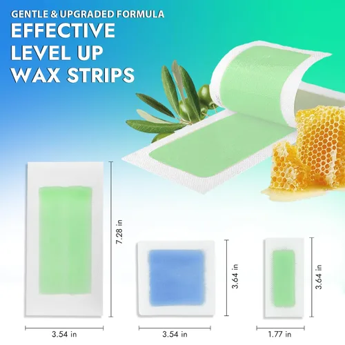 Miniatura 4 de Waxkiss Kit de tiras de cera para mujeres y hombres, 70 unidades, 3 tamaños y 12 toallitas para cera y después de la cera, kit de tiras de cera