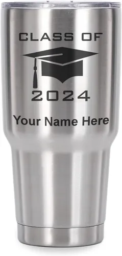 Miniatura 22 de LaserGram Vaso aislado al vacío de 20 onzas, grado de tapa clase de 2024, 2025, 2026, 2027, 2028, grabado personalizado incluido (negro)