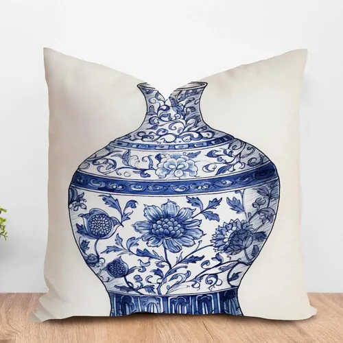 Miniatura 8 de ArogGeld Chinoiserie - Funda de cojín con diseño de pagoda asiática azul índigo, diseño cuadrado de flores y pagoda asiática, para oficina, silla
