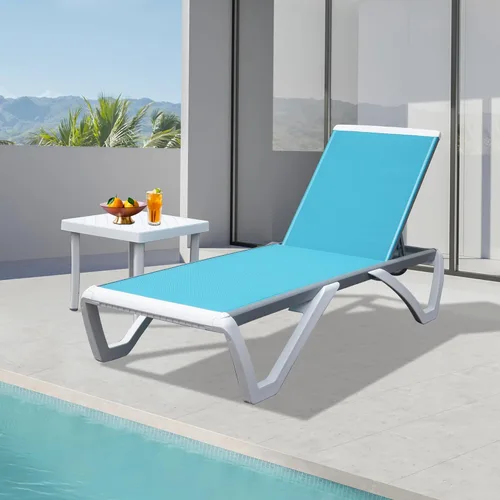Miniatura 17 de Domi - Tumbona para exteriores, sillón ajustable de aluminio para patio, silla de piscina de plástico para terraza, césped, patio trasero