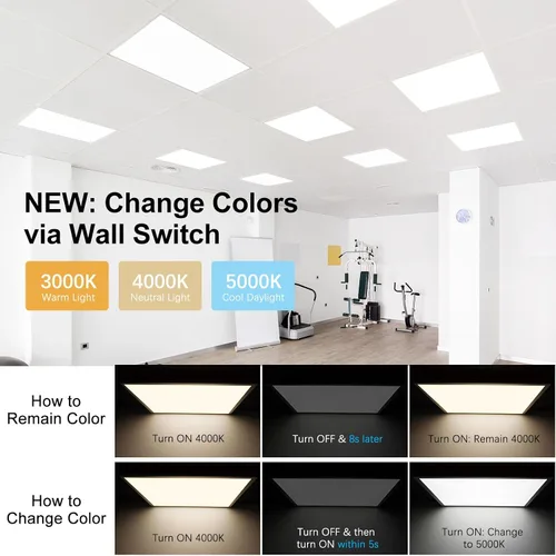 Miniatura 3 de AIKVSXER Luz de Panel Plano LED de 40W 2x2 - Paquete de 4, 4400LM con Cambio de Color 3000K/4000K/5000K, Luces LED Empotradas Regulables de Techo
