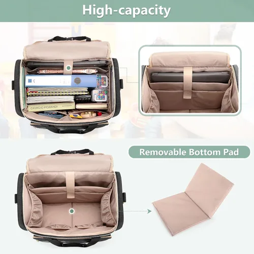 Miniatura 3 de LUXJA Bolsa rodante para profesores con compartimento para laptop y dolly desmontable, bolsa de mano rodante multifuncional para profesores