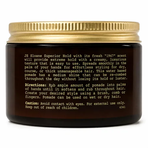 Miniatura 6 de JS Sloane Superior Hold Pomade - Crema de peinado de fijación fuerte, brillo medio, a base de agua, reutilizable todo el día, ideal para cabello