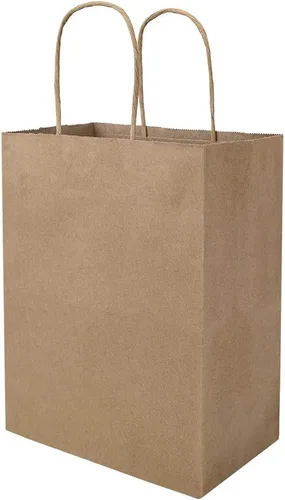 Miniatura 8 de bagmad Paquete de 50 bolsas de papel medianas lisas de 8 x 4.75 x 10 pulgadas con asas a granel, bolsas de regalo de papel kraft marrón