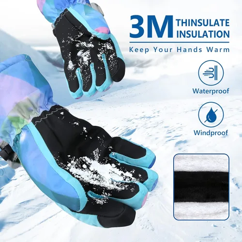 Miniatura 3 de Guantes de esquí, guantes de nieve impermeables y transpirables más cálidos para clima frío, se adaptan tanto a hombres como a mujeres, para padres
