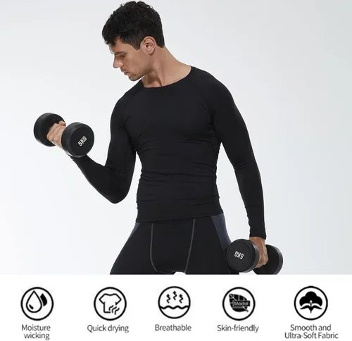 Miniatura 5 de SPVISE Paquete de 1 o 3 camisetas de compresión para hombre, de manga larga, para entrenamiento, gimnasio, correr, ropa interior deportiva fresca