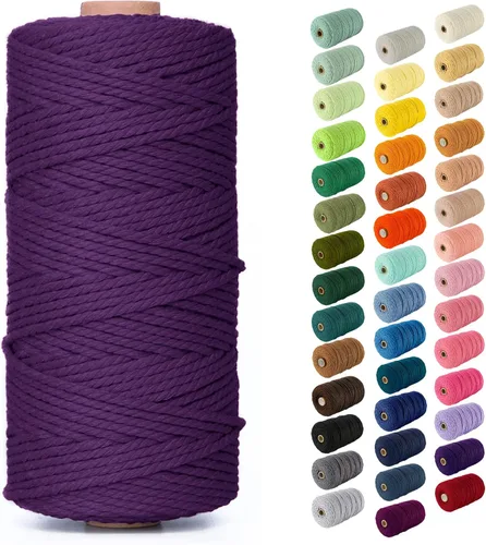 Miniatura 40 de Nook Theory - Cuerda de macramé de 3 mm, 220 yardas de cuerda de algodón, hilo de 4 mm y 5 mm, cuerda para manualidades, perfecta para colgantes