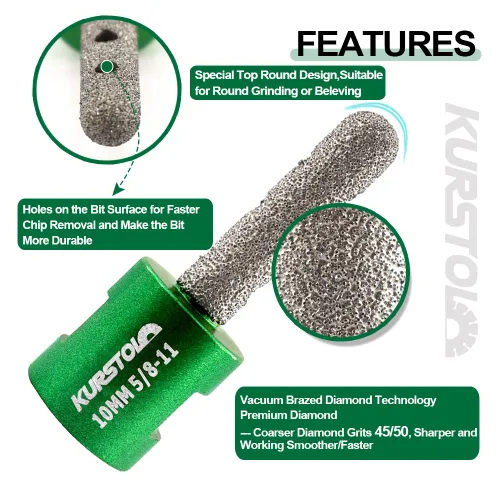 Miniatura 6 de Broca de fresado de diamante – Diámetro de la rueda de tambor de diamante de 3/4 pulgadas X5/8-11 rosca broca de fresado de diamante para agrandar