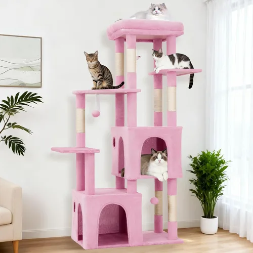 Miniatura 12 de Torre grande de árbol para gatos de 61 pulgadas para gatos de interior, condominio para gatos de varios niveles de servicio pesado para Maine Coon