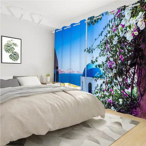 Miniatura 180 de Cortinas japonesas con pintura de tinta, monte Fuji, sol rojo, puesta de sol, hojas de bambú, cortinas de ventana para dormitorio, sala de estar