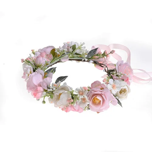 Miniatura 12 de Vividsun Corona floral de hoja verde para boda, corona de flores nupciales, accesorios de maternidad para fotos (A blanco)