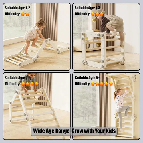Miniatura 4 de Juguetes de escalada para niños, juego de triángulos Pikler, gimnasio Montessori de plástico para interiores, gimnasio de escalada plegable