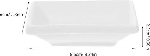 Miniatura 4 de Cabilock 6 cuencos de cerámica para salsa, platos de salsa de soja blanca de 3.3 pulgadas, platos rectangulares pequeños para condimentos