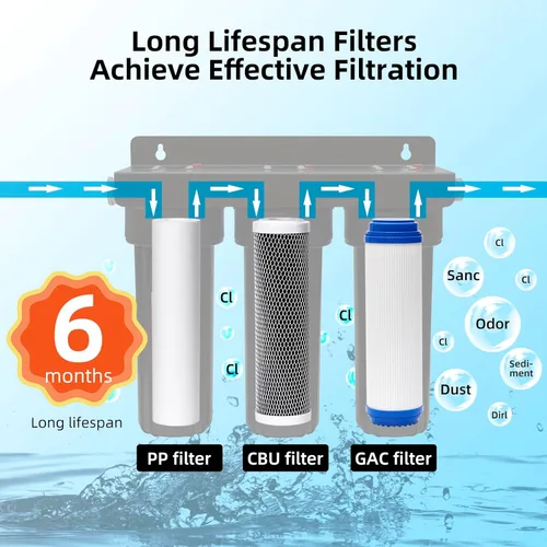 Miniatura 5 de Sistema de filtro de agua para caravanas, accesorios de latón sin fugas, tres filtros incluidos reducen los sedimentos, filtro de agua