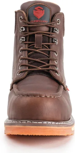 Miniatura 5 de SUREWAY Mens Heavy Duty Soft/Composite/Steel Toe Work Boots for Men-Comfortable,GoodyearWelt,Full Grain Leather,6 in Wedge Moc Toe Construction