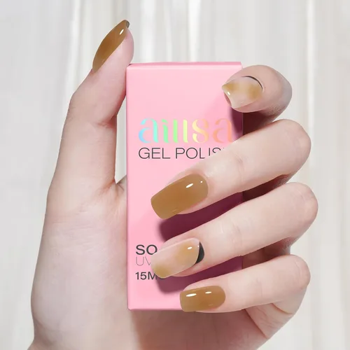 Miniatura 2 de AILLSA Esmalte de uñas de gel amarillo otoñal, esmalte de gel de hojas de otoño, esmalte de gel neutro translúcido nude de larga duración
