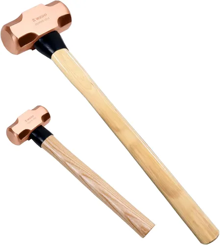 Miniatura 12 de WEDO Juego de martillo de trineo de cobre de 3 piezas, 3 lb+4 lb+5 libras, mango de fibra de vidrio, forja, resistente a la corrosión, estándar DIN