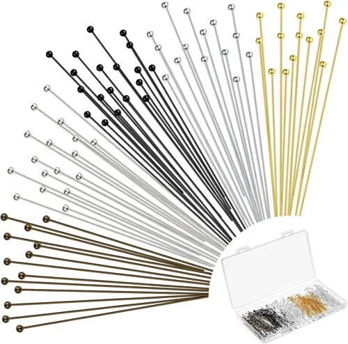 Miniatura 8 de Waydress 500 piezas de alfileres de ojo de 2 pulgadas con cabeza plana para hacer joyas, suministros de joyería de 50 mm de latón con bolas