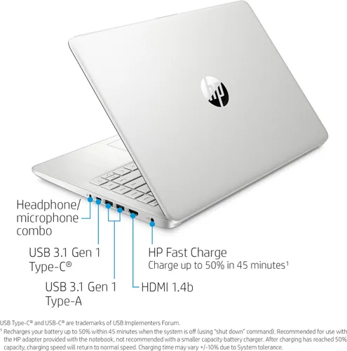Miniatura 5 de HP Laptop HD de 14", Intel Core i5-1035G1, gráficos Intel UHD, 8 GB SDRAM, SSD de 256 GB, plata natural, Windows 10