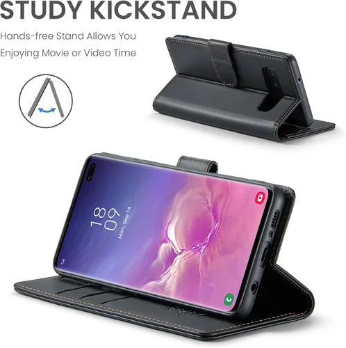 Miniatura 4 de FLIPALM Funda tipo cartera para Samsung Galaxy S10+/S10 Plus de 6.4 pulgadas, con bloqueo RFID, soporte para tarjetas de crédito, de piel sintética