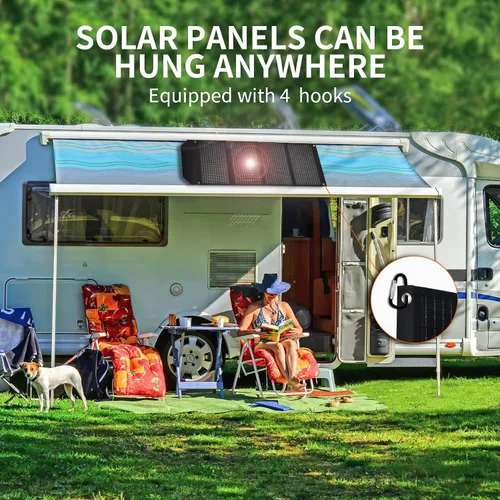 Miniatura 6 de Panel solar portátil de 60 W, paneles solares plegables de 60 vatios con cargadores QC3.0 USB-A USB-C DC5521, IP67 impermeable, energía