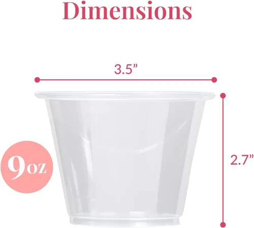 Miniatura 3 de Prestee Paquete de 200 vasos de plástico transparente de 9 onzas – Copas de vino de plástico desechables duraderas para fiestas, bodas y catering