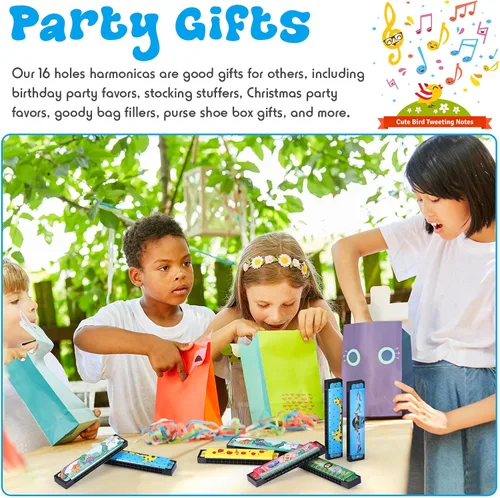 Miniatura 6 de 30 armónicas para niños, armónicas de 16 agujeros, instrumento musical, juguete de regalo, regalo de dibujos animados de doble fila, regalos