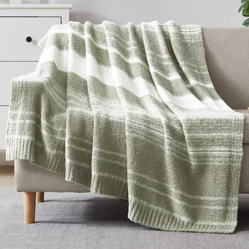 Miniatura 63 de WRENGONGE - Manta a rayas de color caqui, suave, acogedora, mullida, cálida, para sillón, sofá, cama o viajes, ligera, 50 x 70 pulgadas, regalo