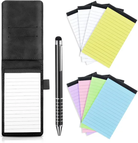 Miniatura 7 de Juego de bloc de notas pequeño, 10 piezas, incluye mini soporte para bloc de notas con 50 hojas con reglones, bolígrafo de metal y 8 cuadernillos