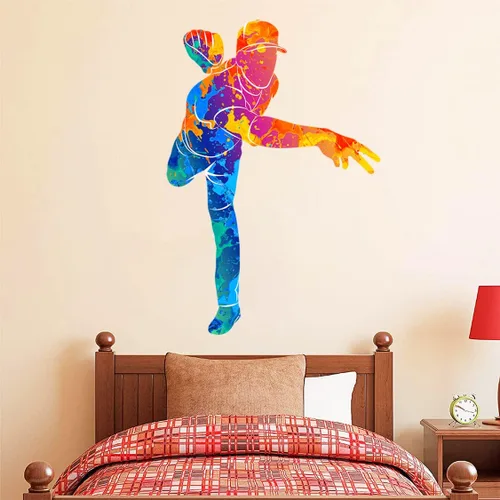Miniatura 5 de Calcomanías coloridas para pared de jugador de béisbol, calcomanías temáticas deportivas para niños, adolescentes, habitación, sala