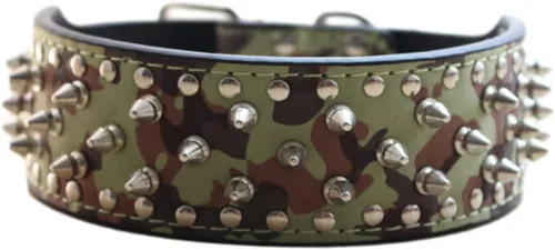 Miniatura 26 de Collar de cuero para perro, collar de perro con pinchos y tachuelas para perros medianos y grandes Pit Bull Mastiff Bully Boxer (S, rosa intenso)