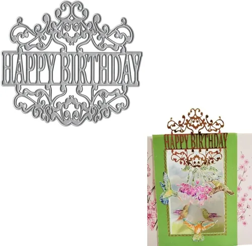 Miniatura 4 de 4 piezas troqueladas para hacer tarjetas, troqueles de corte de feliz cumpleaños Supplies DIY Die Cutters Card Making Stencil Embossing Tool