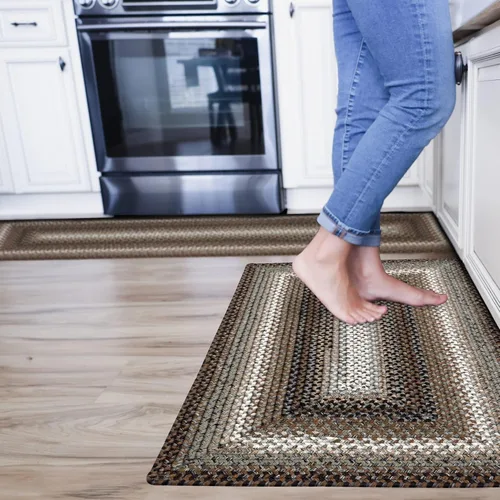 Miniatura 97 de Alfombra ovalada trenzada gris humo de 20 x 30 pulgadas, lavable para interiores y exteriores, decoración campestre para cocinas y entradas