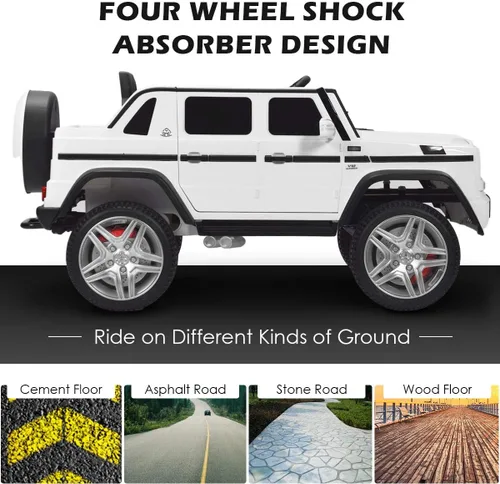 Miniatura 4 de HONEY JOY vehículo eléctrico para paseo con licencia Mercedes-Benz Maybach G650, batería de 12 V, con control remoto, luces LED, música, arranque
