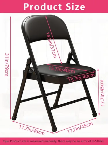 Miniatura 2 de 1 paquete de sillas plegables al por mayor con cojín acolchado, marco individual de metal de acero negro, silla plegable para interiores