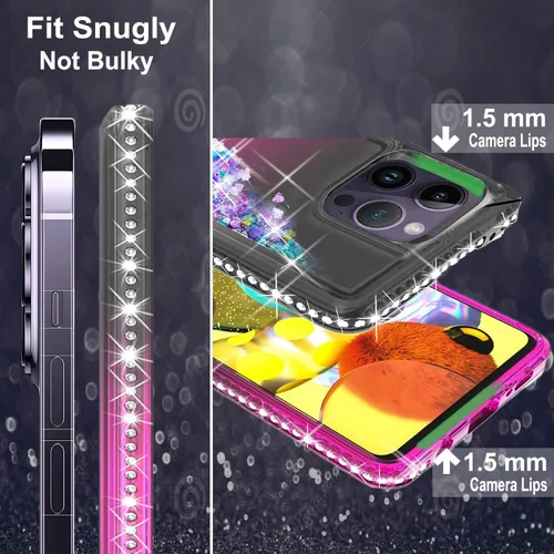 Miniatura 3 de STARSHOP Funda compatible con iPhone 13 Pro Max, con [protector de pantalla de vidrio templado incluido] Liquid Bling Sparkle Flotante Glitter