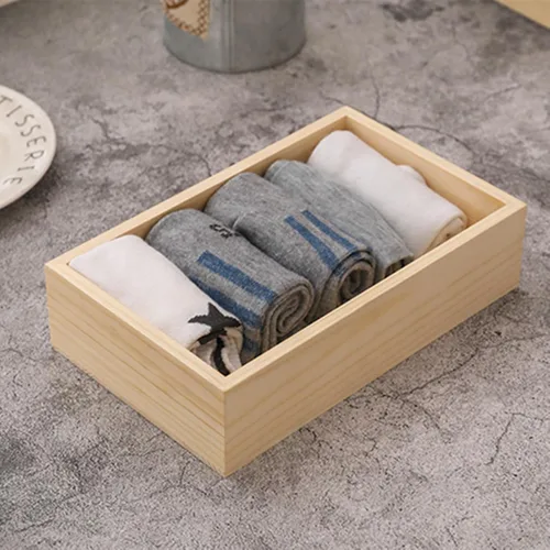 Miniatura 6 de Anktily Paquete de 4 Cajas Organizadoras de Almacenamiento de Manualidades de Madera Sin Terminar, Caja de Madera Rectangular de 6 x 4 x 2.4