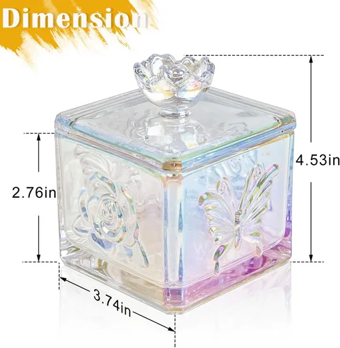 Miniatura 2 de WHJY Lindo tarro de cristal para dulces con tapa, tarro de cristal iridiscente para escritorio de oficina, platos de dulces coloridos para bufé