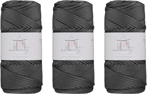 Miniatura 55 de Makromecity, Cordón de macramé de poliéster de 2 mm x 38 m (125 yardas) 2 mm de polipropileno, cordón de macramé para crochet, bolsas de macramé
