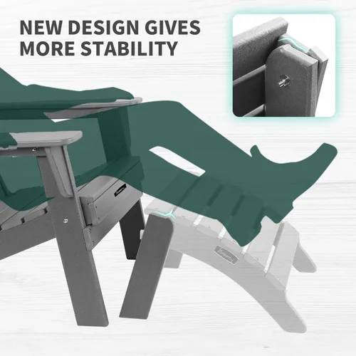 Miniatura 3 de FUNBERRY Otomana Adirondack plegable, HDPE para todo tipo de clima, reposapiés de patio de fácil almacenamiento, otomanas y reposapiés para Gris