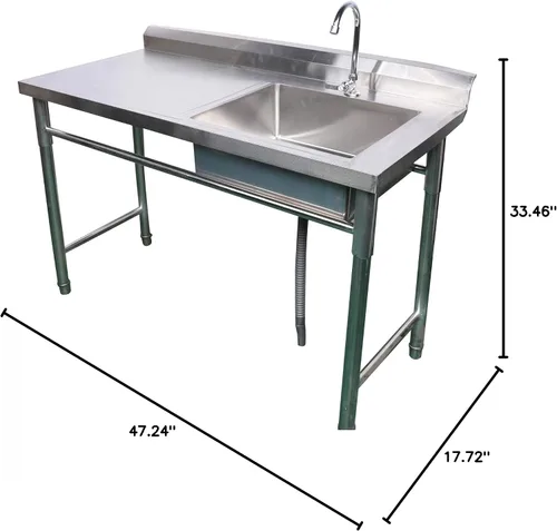 Miniatura 9 de Fregadero de restaurante comercial, fregadero de cocina independiente de acero inoxidable, fregaderos de cocina con colador, fregadero de cocina