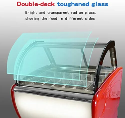 Miniatura 3 de Kolice Refrigerador comercial de 12 sartenes para helados, pantalla de congelador, diseño de convección de aire fresco, descongelación automática