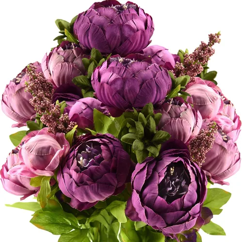 Miniatura 28 de FiveSeasonStuff - Peonías y hortensias artificiales de seda, ideal para decoración de bodas, novias, hogar, decoración de centro de mesa (2 ramos).