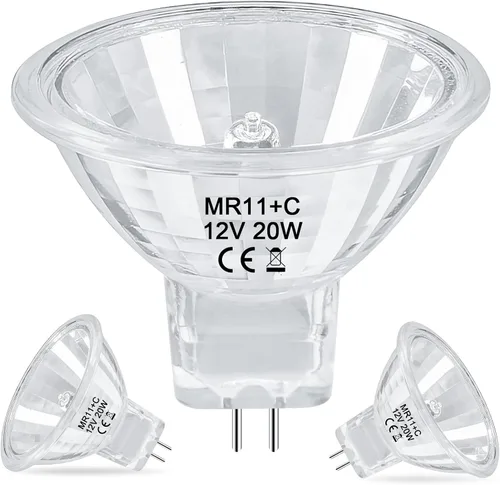 Bombilla halógena MR11 de 20W 12V FTD con foco de larga vida útil, base GU4 de dos pines, bombilla MR11 regulable para paisaje, acento, luces de