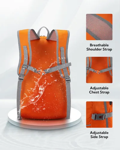 Miniatura 4 de WATERFLY Mochila de senderismo plegable: mochila de día de 25L ultra ligera para mujer y hombre - pequeña mochila plegable compacta para deportes al