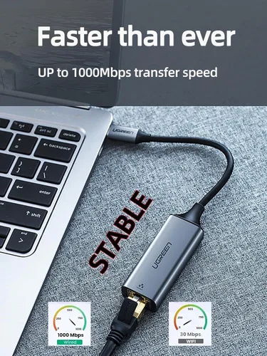 Miniatura 7 de Adaptador USB C a Gigabit Ethernet, adaptador de red LAN RJ45 Plug and Play de 1 Gbps, carcasa de aluminio, compatible con Thunderbolt 3/4